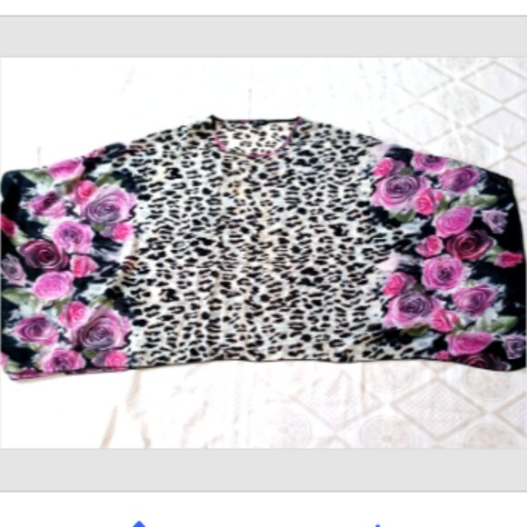 NWOT Best Life Semi Sheer Poncho Top Animal & Floral Print Flowy Feminine OS - Picture 13 of 14